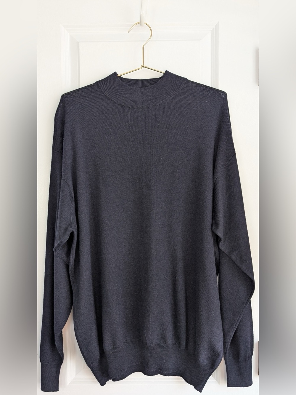 Gran Sasso Men’s Black Wool Cashmere Silk Mock Neck Sweater Made in Italy